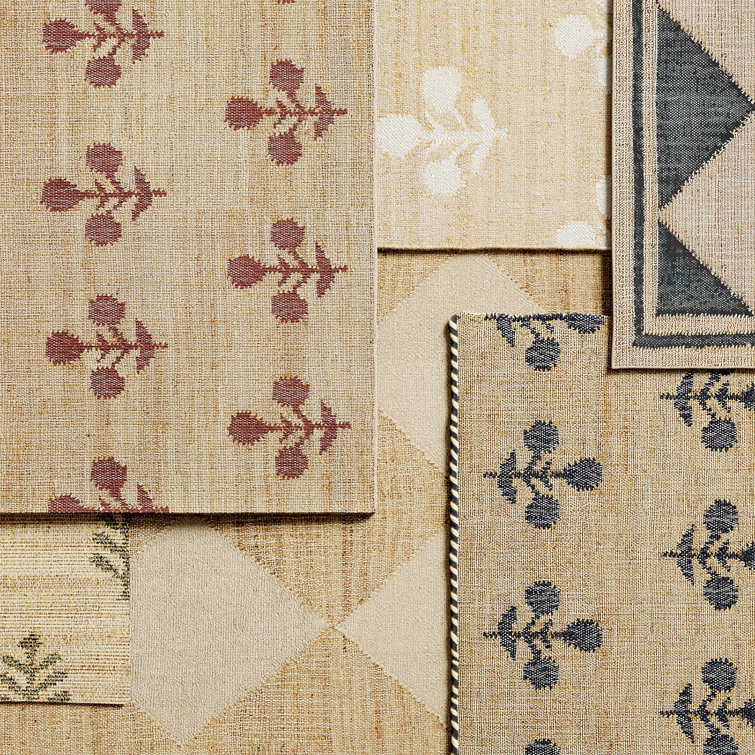 Rust and Beige Flat Woven Wool Runner Rug