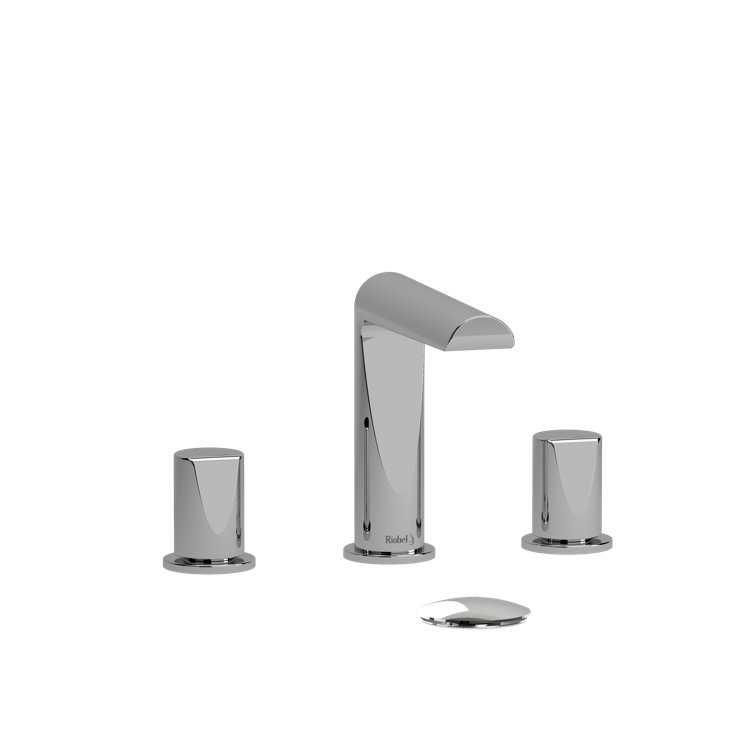 Elegant Parabola Chrome Widespread Bathroom Faucet with Drain