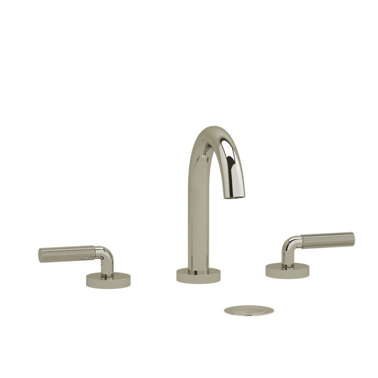 Transitional Dual-Lever Riu Widespread Faucet in Nickel Finish