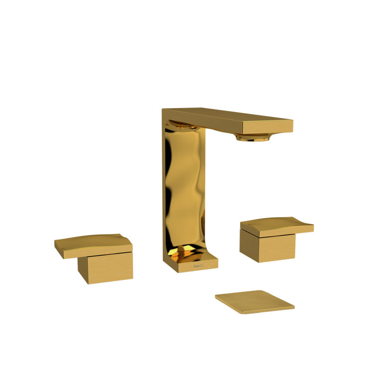 Black Brass Modern Widespread Bathroom Faucet, 16" Wide