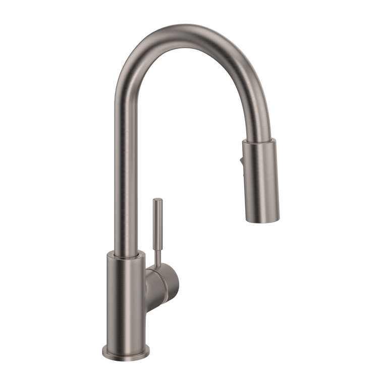 Sleek 15" Polished Nickel Pull-Down Bar Prep Faucet
