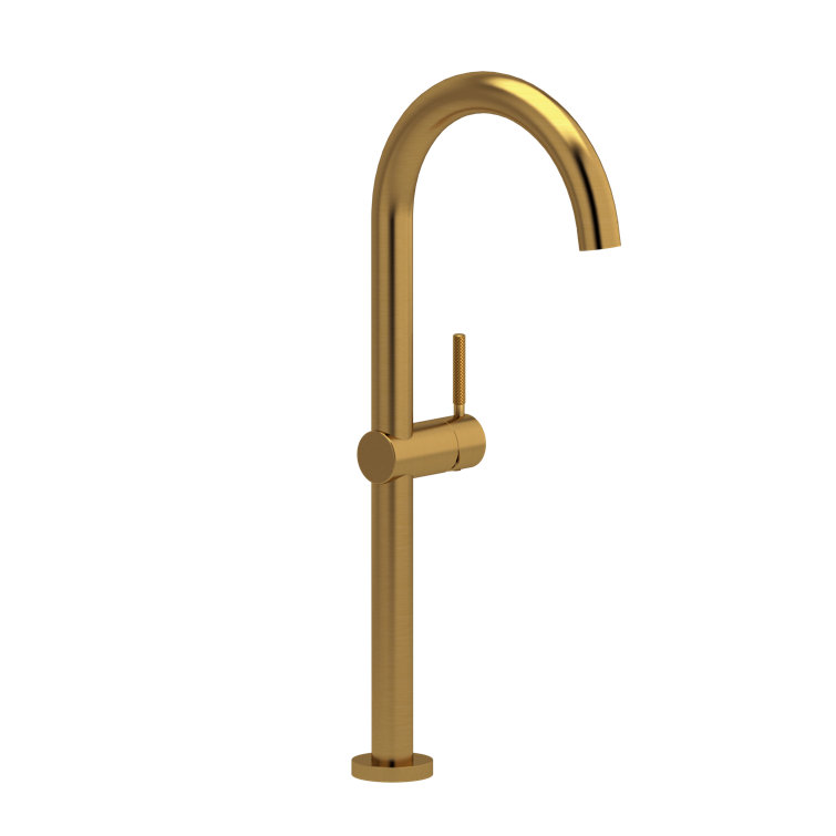 Brushed Gold Tall Single Handle Vessel Faucet