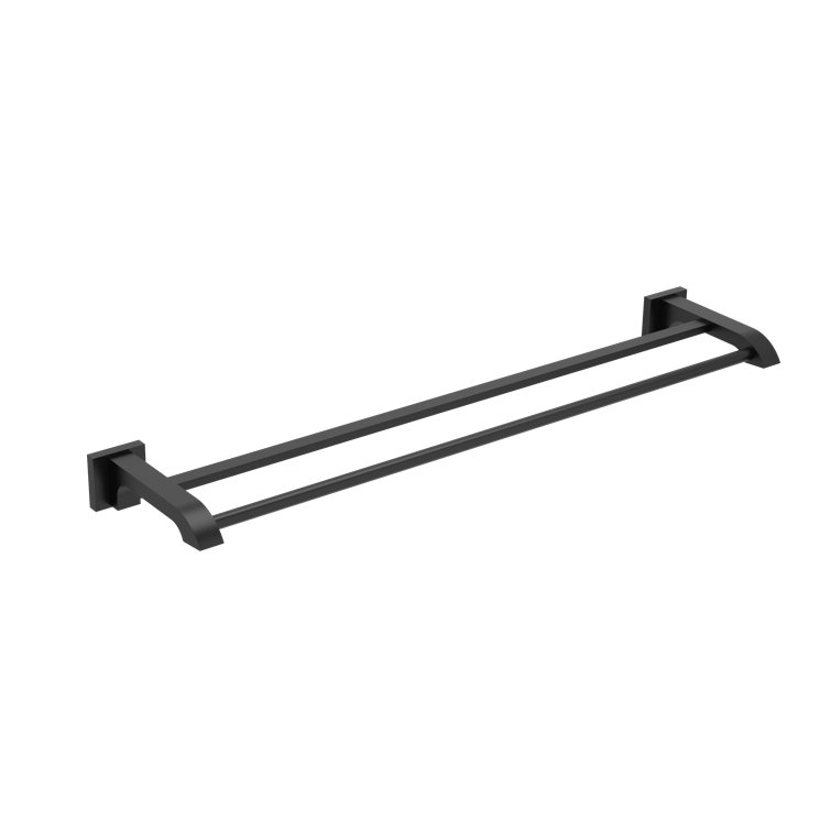 Townsend Matte Black 24-Inch Double Wall Mounted Towel Bar