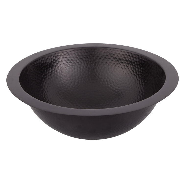 17" Dark Antique Copper Circular Drop-In Bathroom Sink