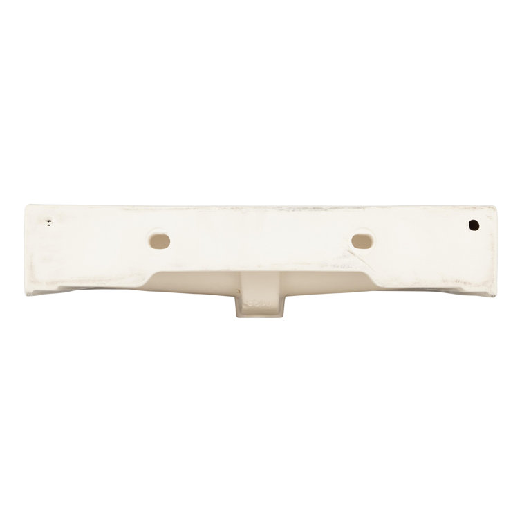26'' White Ceramic Rectangular Wall-Mount Bathroom Sink with Overflow