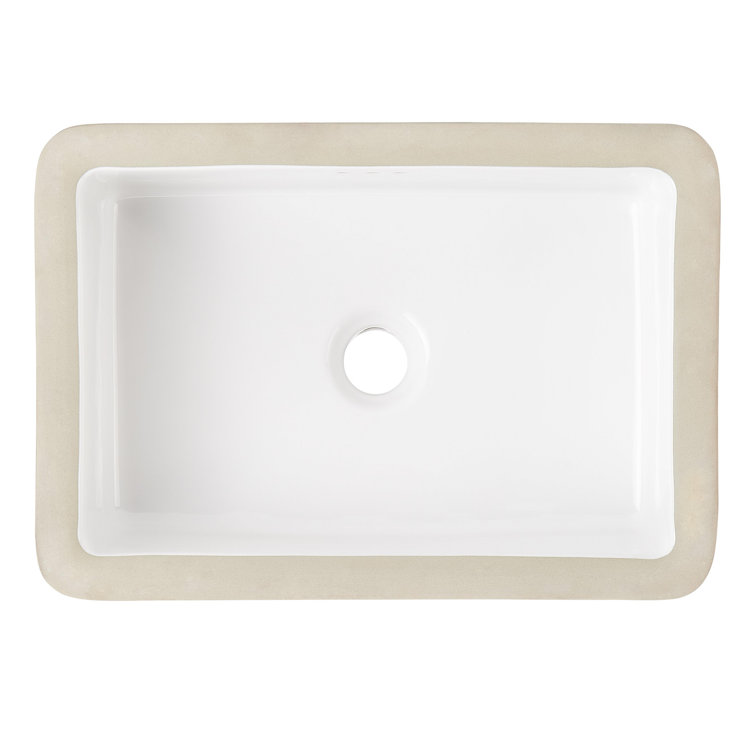 Destin 18" White Ceramic Rectangular Undermount Bathroom Sink