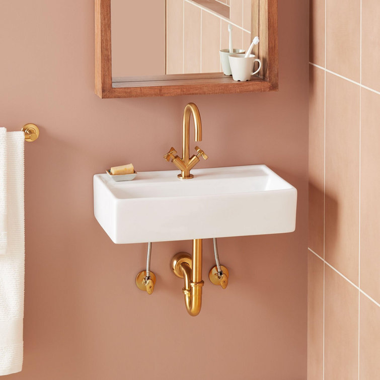 22'' White Ceramic Rectangular Wall Mount Bathroom Sink