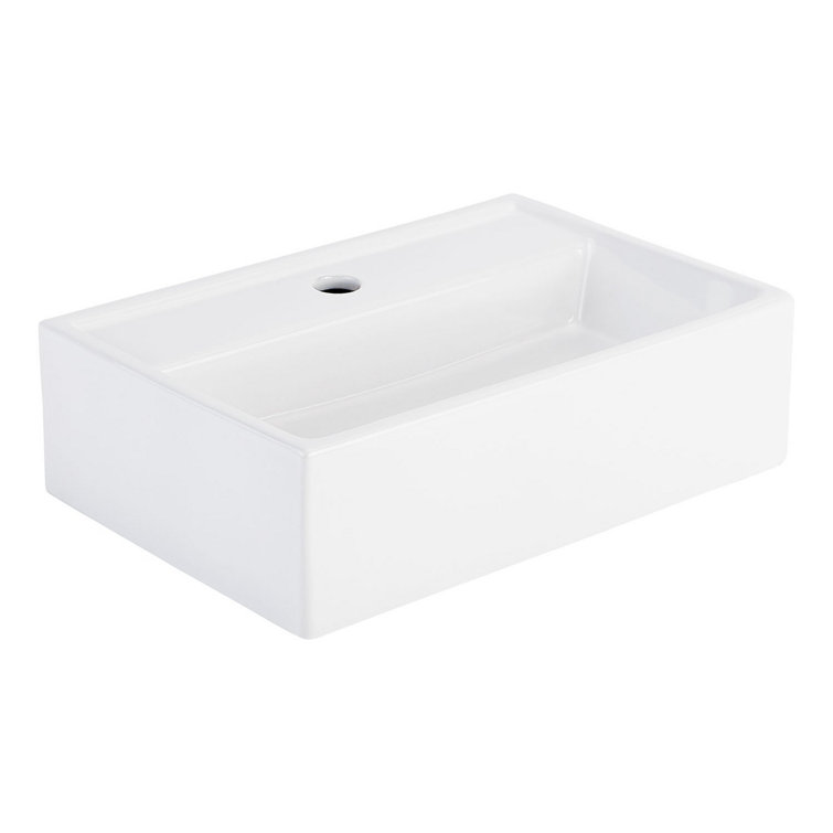 18" Kaisy White Porcelain Rectangular Wall Mount Bathroom Sink with Overflow