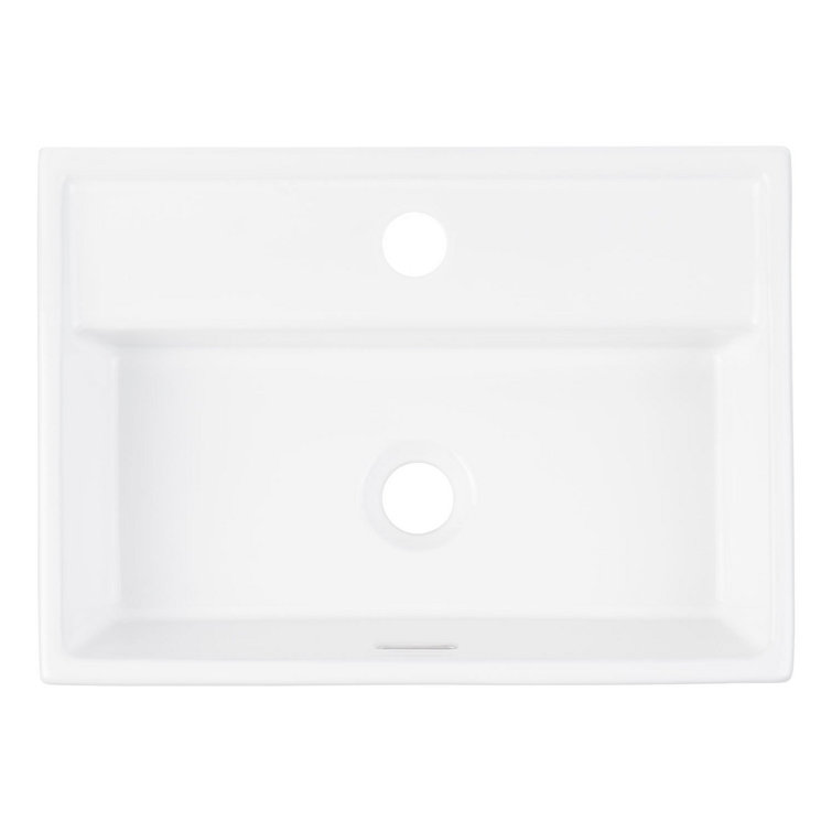 18" Kaisy White Porcelain Rectangular Wall Mount Bathroom Sink with Overflow