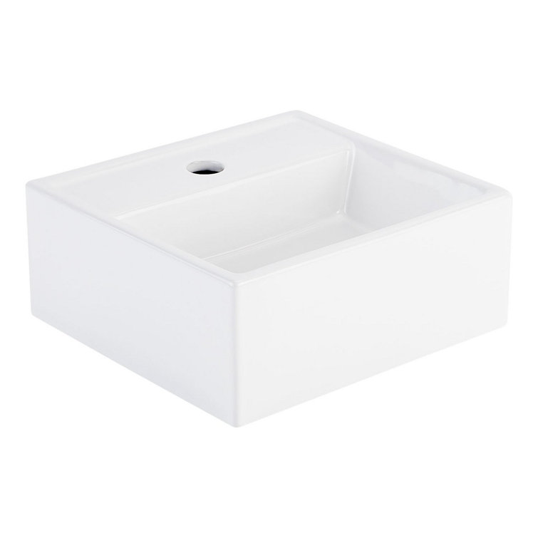 Kaisy 13" White Ceramic Wall-Mount Bathroom Sink with Overflow