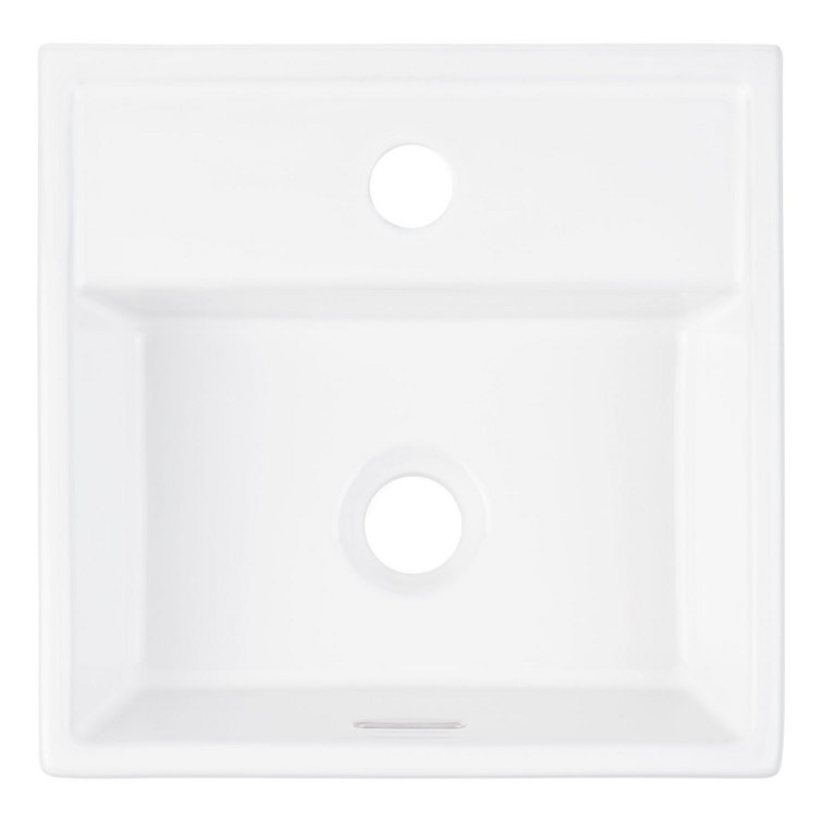 Kaisy 13" White Ceramic Wall-Mount Bathroom Sink with Overflow