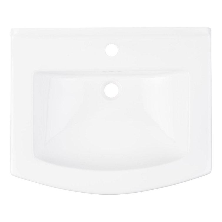 White Ceramic Pedestal Bathroom Sink with Overflow