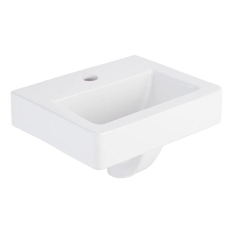 15'' White Ceramic Rectangular Wall Mount Bathroom Sink