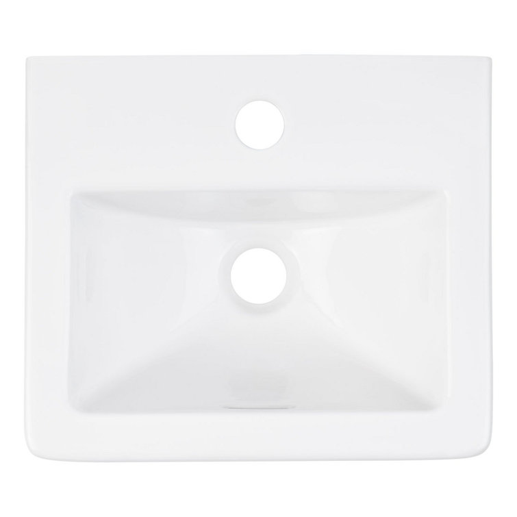 15'' White Ceramic Rectangular Wall Mount Bathroom Sink