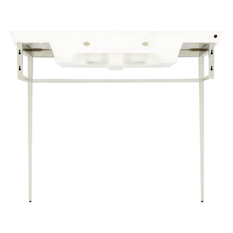 Olney 40" White Porcelain Console Bathroom Sink with Polished Nickel Stand