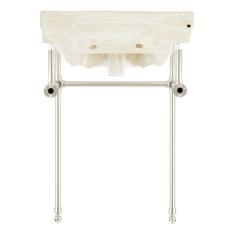 Cierra 24" White Porcelain Console Bathroom Sink with Brushed Nickel Legs