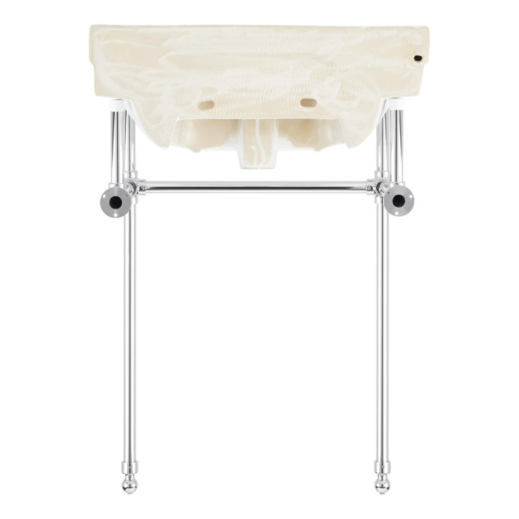 24" White Ceramic Rectangular Console Bathroom Sink with Chrome Legs