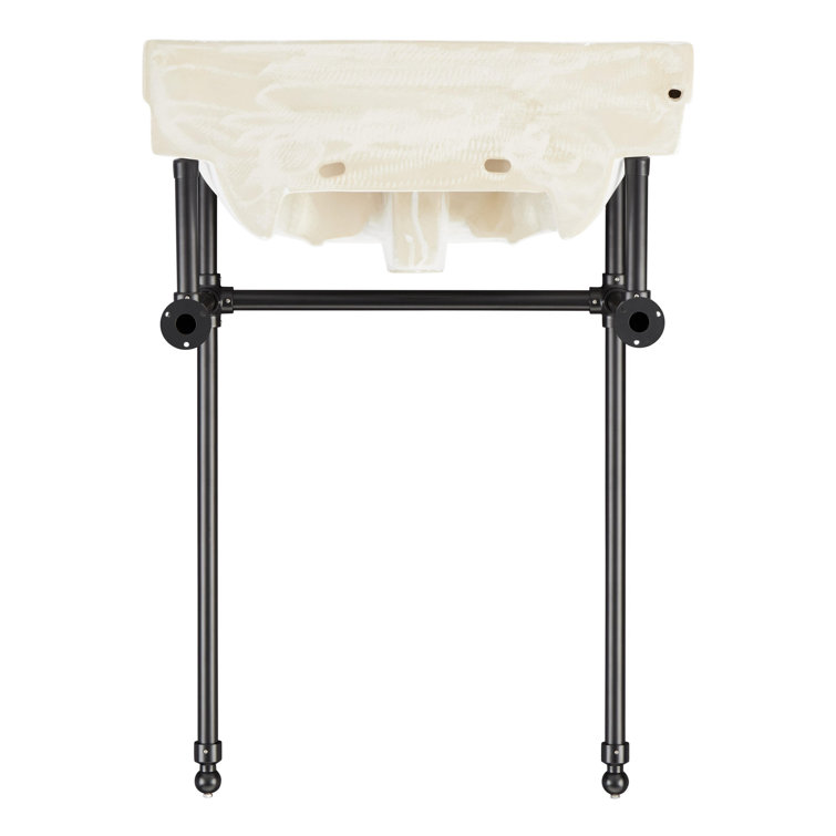 24" Matte Black and White Ceramic Console Sink