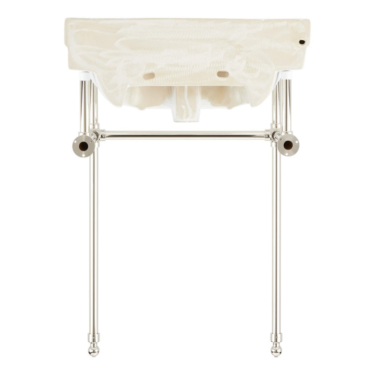 Cierra 24'' White Ceramic Console Sink with Nickel Legs