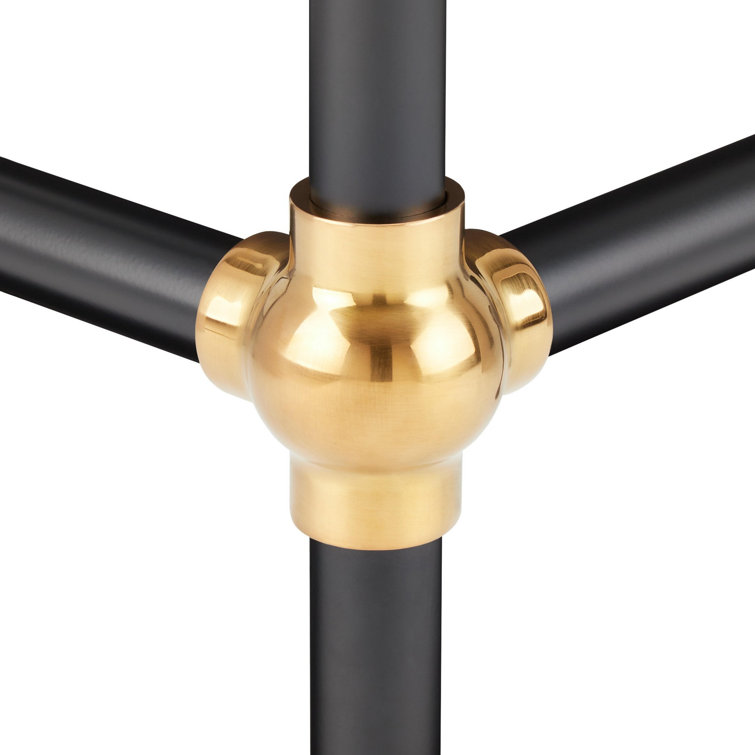 24" Matte Black and Gold Ceramic Console Bathroom Sink