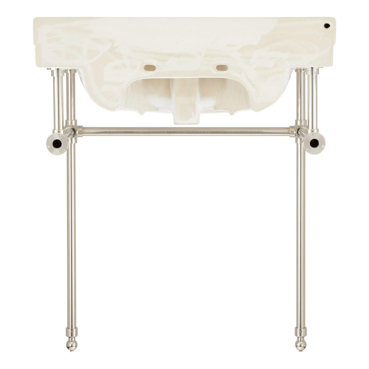 Cierra 30" White Vitreous China Console Sink with Brushed Nickel Stand