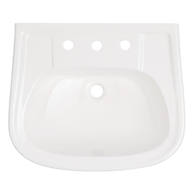 23" Tall White Porcelain Rectangular Pedestal Bathroom Sink