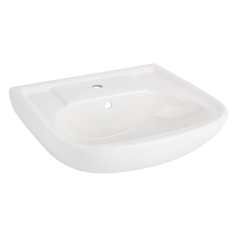 23" White Ceramic Rectangular Wall Mount Bathroom Sink with Overflow