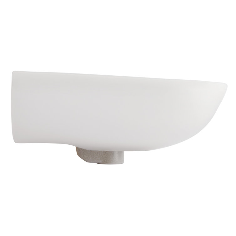 23" White Ceramic Rectangular Wall-Mount Bathroom Sink with Overflow