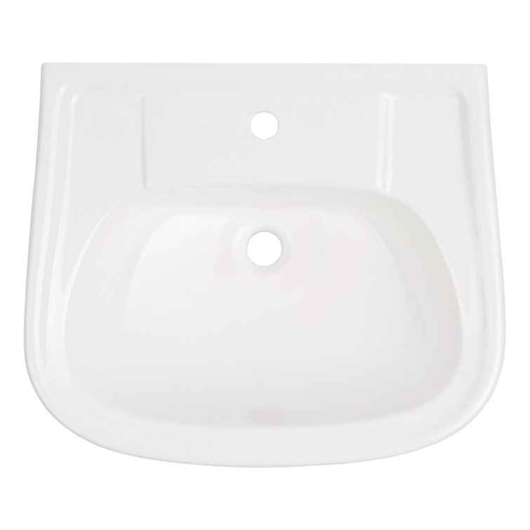 23" White Ceramic Rectangular Wall Mount Bathroom Sink with Overflow