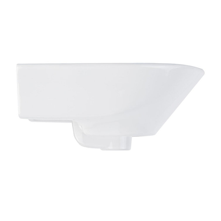 17" White Ceramic Wall Mount Bathroom Sink with Overflow
