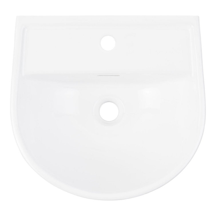 17" White Ceramic Wall Mount Bathroom Sink with Overflow