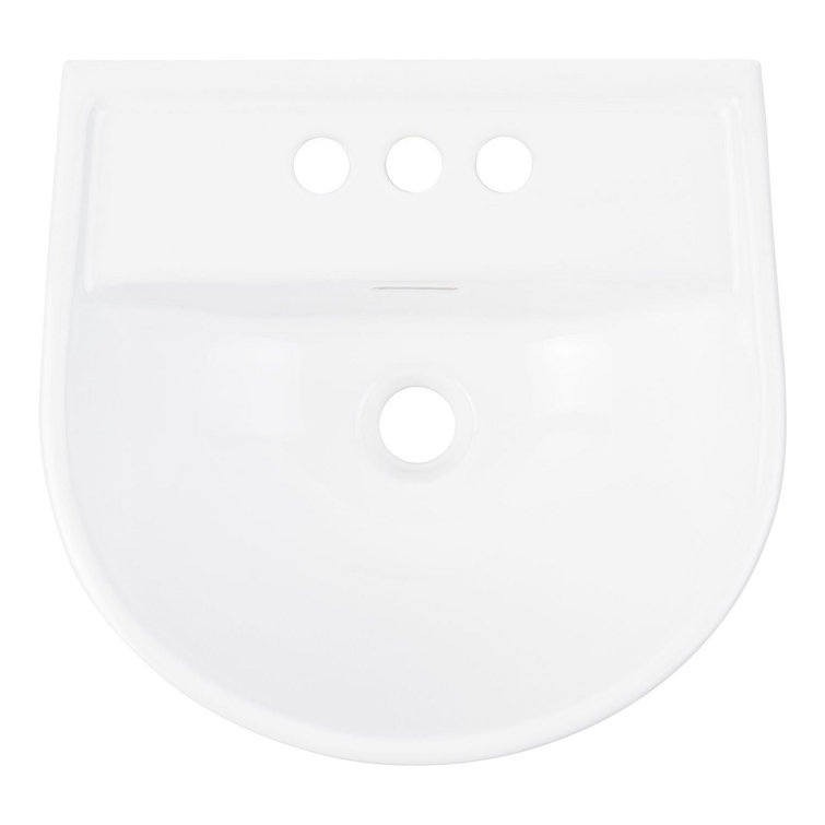 17" White Ceramic Specialty Wall Mount Bathroom Sink with Overflow