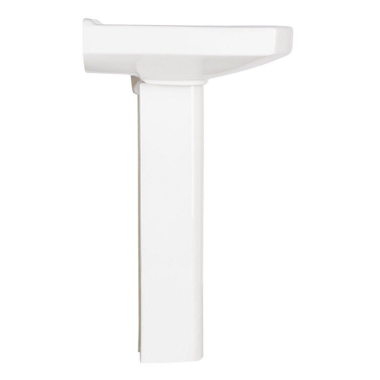 White Ceramic Pedestal Bathroom Sink with Overflow