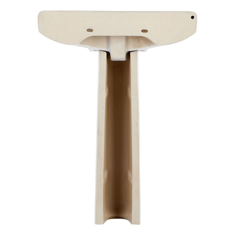 White Ceramic Pedestal Bathroom Sink with Overflow