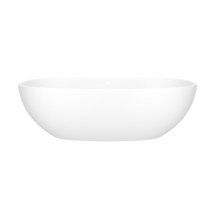Matte White Oval Freestanding Acrylic Soaking Bathtub