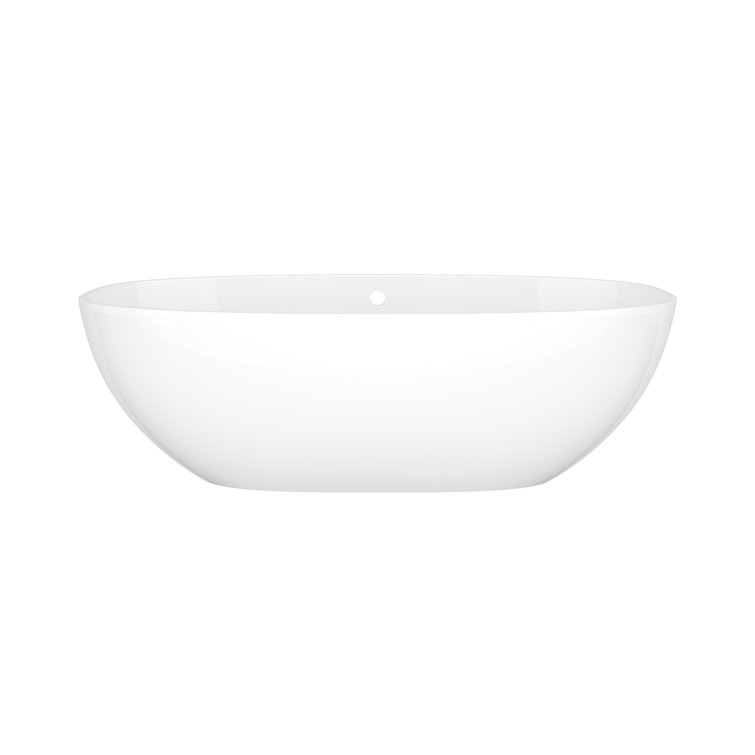 Barcelona 67" Gloss White Volcanic Limestone Freestanding Soaking Bathtub