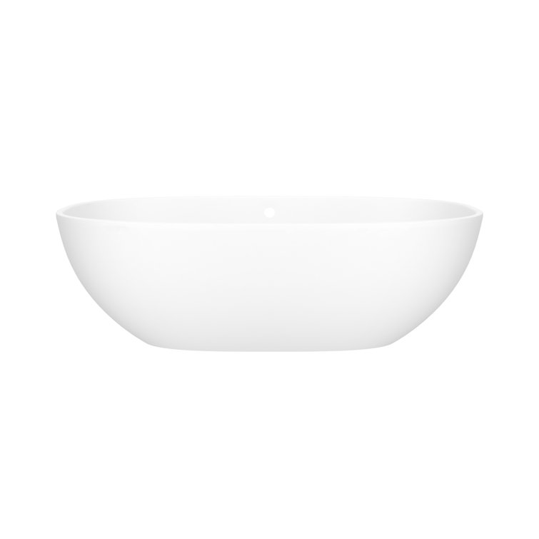 Barcelona 67" Matte White Volcanic Limestone Freestanding Soaking Bathtub