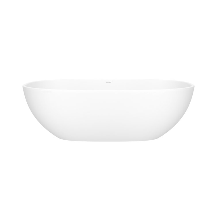Barcelona 67" Matte White Volcanic Limestone Freestanding Soaking Bathtub