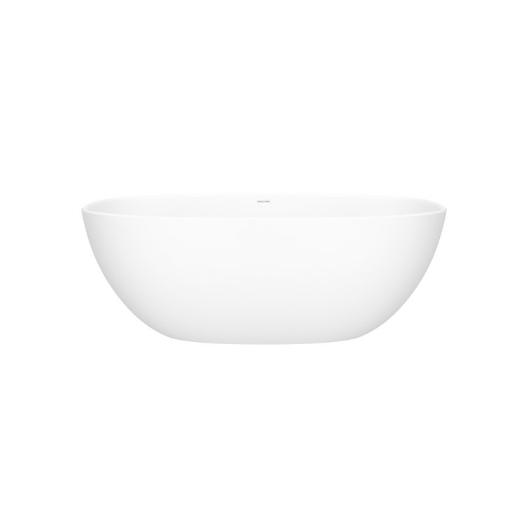 Barcelona 59" Matte White Volcanic Limestone Freestanding Soaking Bathtub