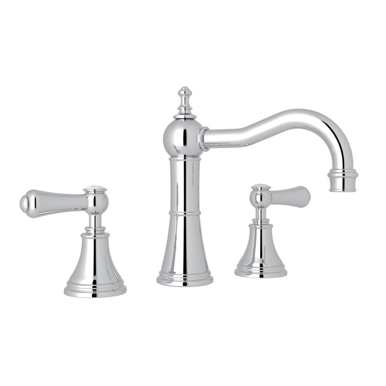 Elegant Georgian 8" Polished Chrome Brass Widespread Lavatory Faucet