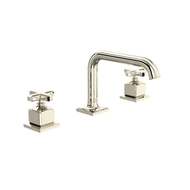 Transitional Polished Nickel Widespread Faucet with Cross Handles