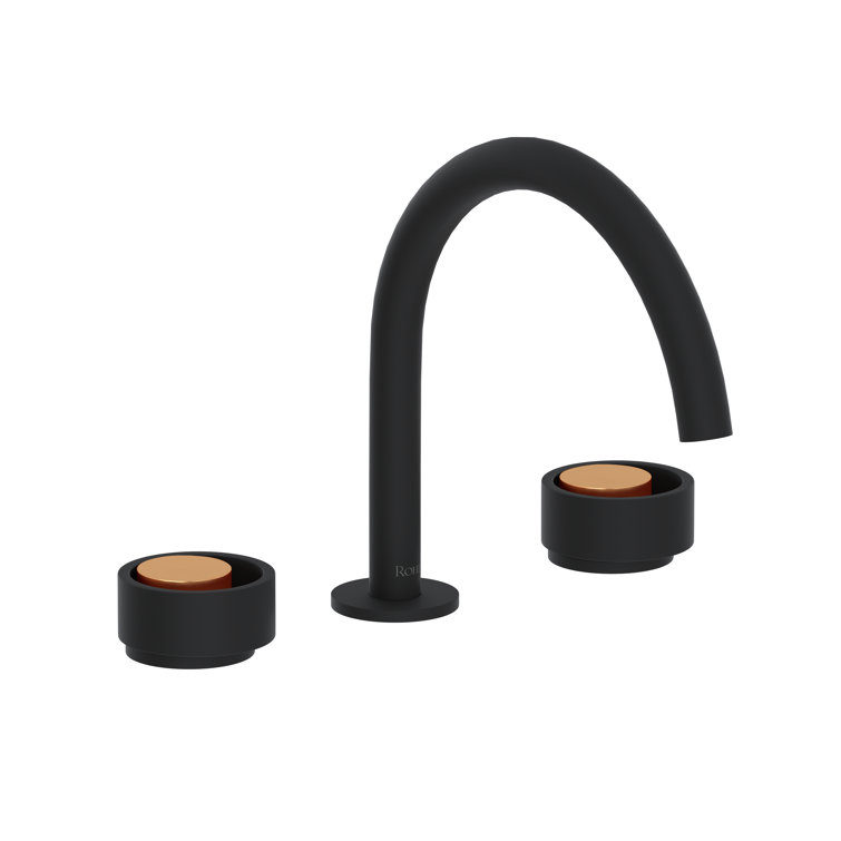 Modern Matte Black & Satin Nickel Widespread Bathroom Faucet