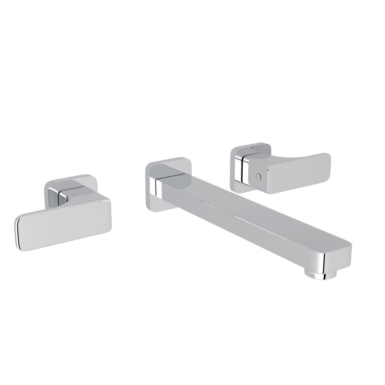 Elegant Quartile 8" Polished Chrome Brass Wall-Mounted Faucet
