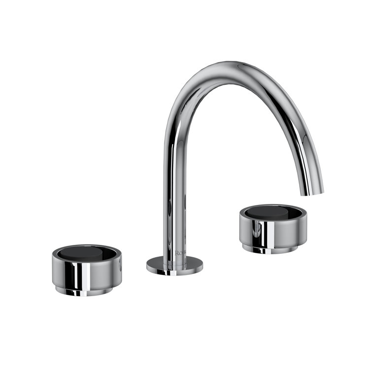 Modern Black and Chrome Brass Widespread Bathroom Faucet