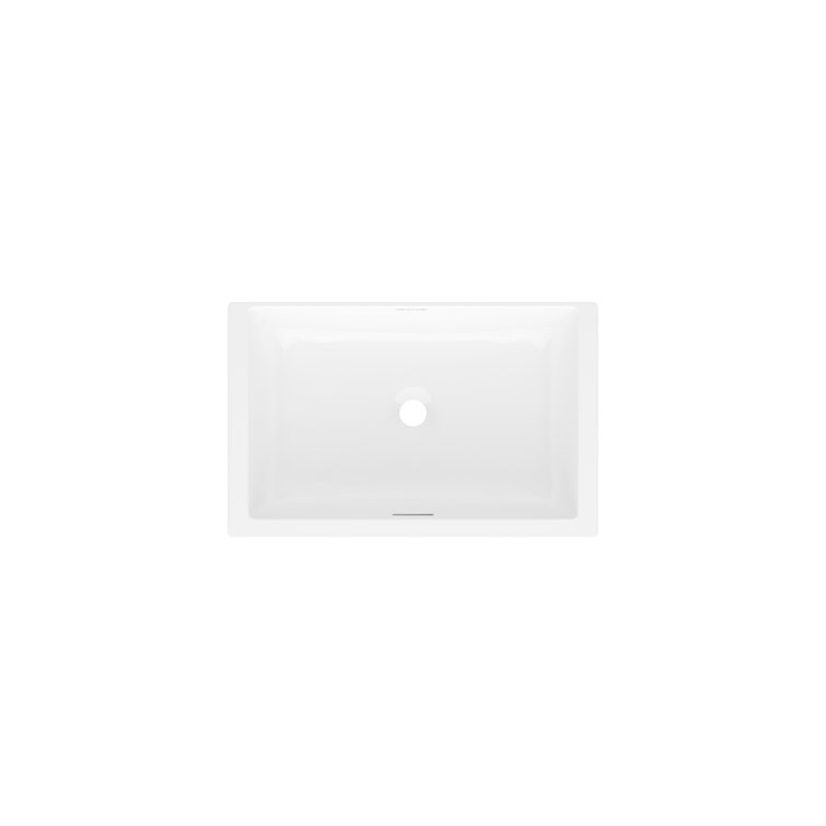 Gloss White Stone Rectangular Undermount Bathroom Sink with Overflow