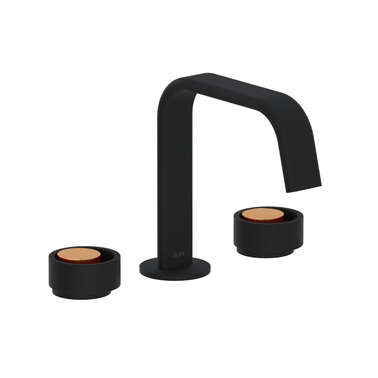 Eclissi Modern Matte Black and Satin Gold Wall-Mounted Faucet