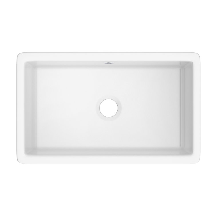White 30-Inch Fireclay Drop-In Farmhouse Sink