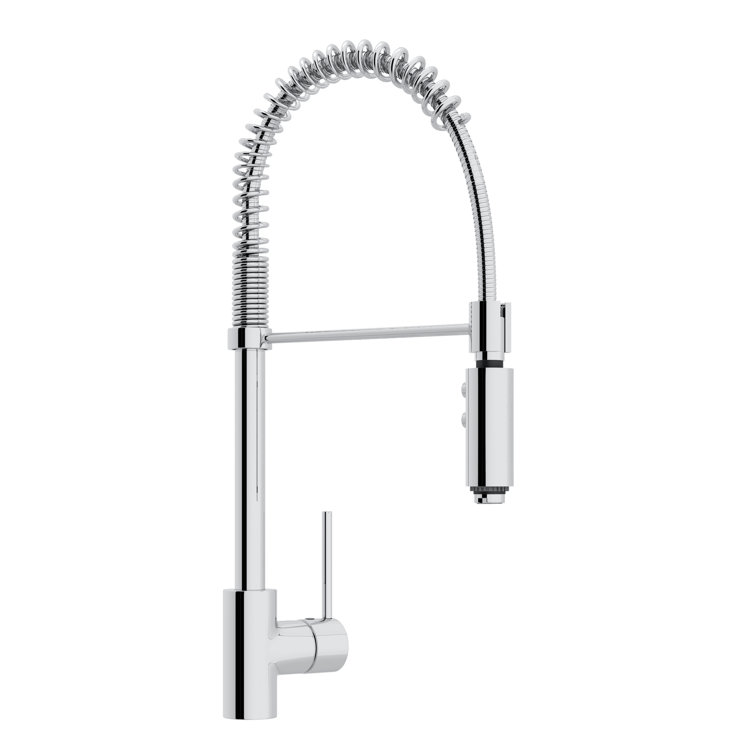 Contemporary Polished Nickel Kitchen Faucet with Pull-out Spray