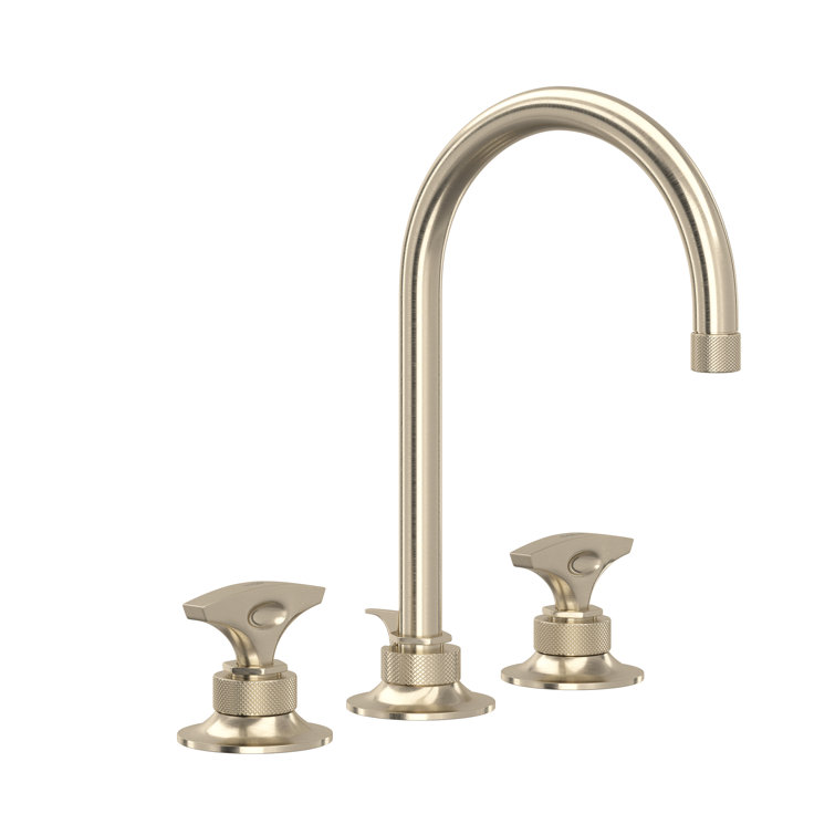 Elegant Polished Nickel Widespread Bathroom Faucet with Metal Handles