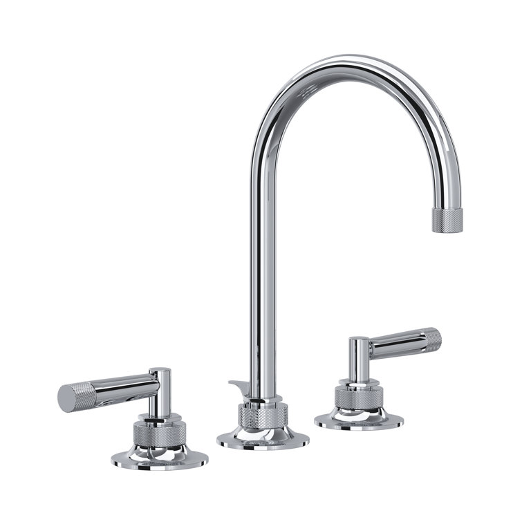 Transitional Polished Chrome Widespread Bathroom Faucet with Drain Assembly